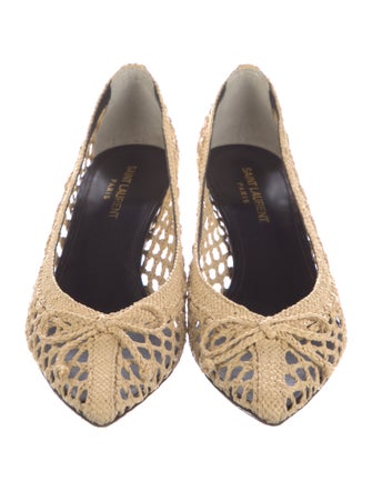 Saint Laurent Raffia Bow Accents Pumps