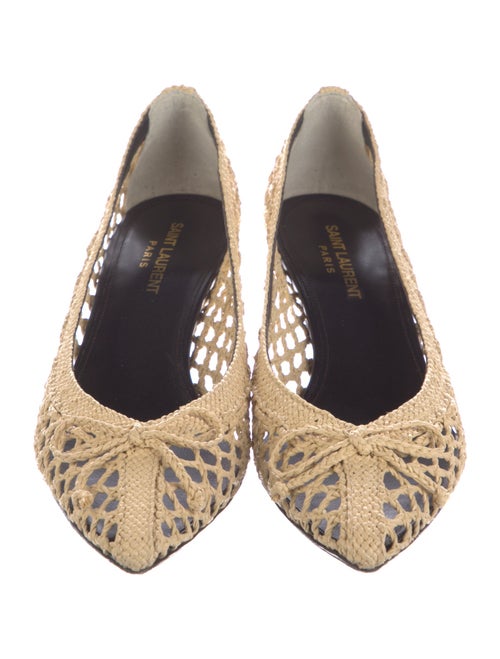 Saint Laurent Raffia Bow Accents Pumps