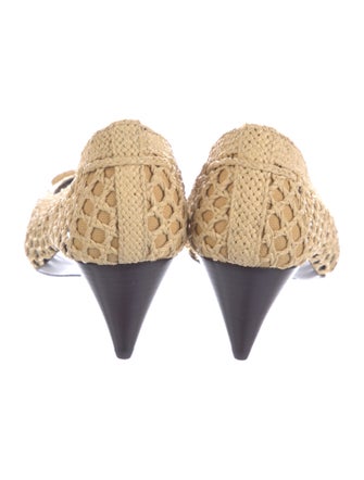 Saint Laurent Raffia Bow Accents Pumps