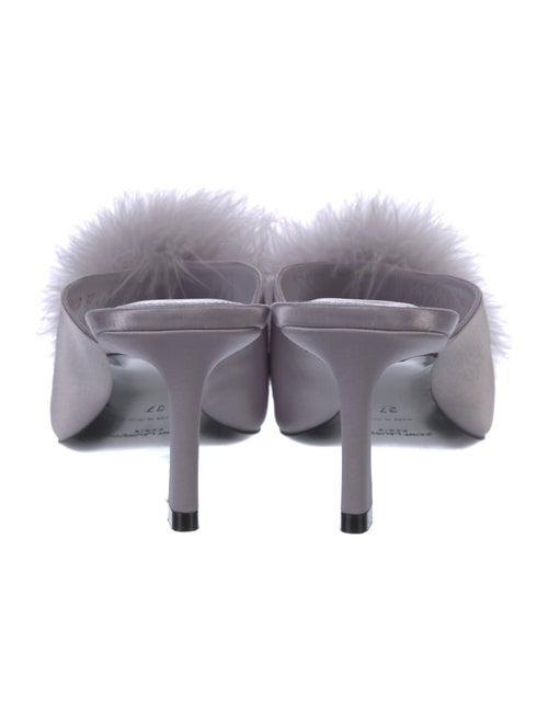 Saint Laurent Satin Feather Trim Slides