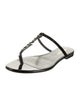 Saint Laurent Chevron Patent Leather T-Strap Sandals