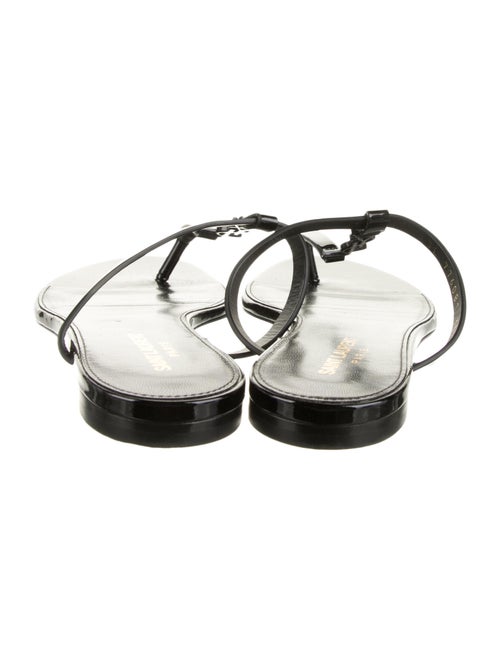 Saint Laurent Chevron Patent Leather T-Strap Sandals
