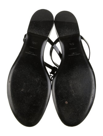 Saint Laurent Chevron Patent Leather T-Strap Sandals