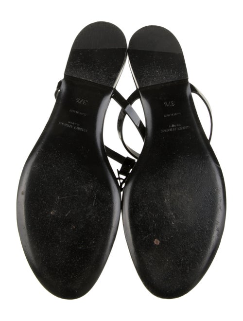 Saint Laurent Chevron Patent Leather T-Strap Sandals