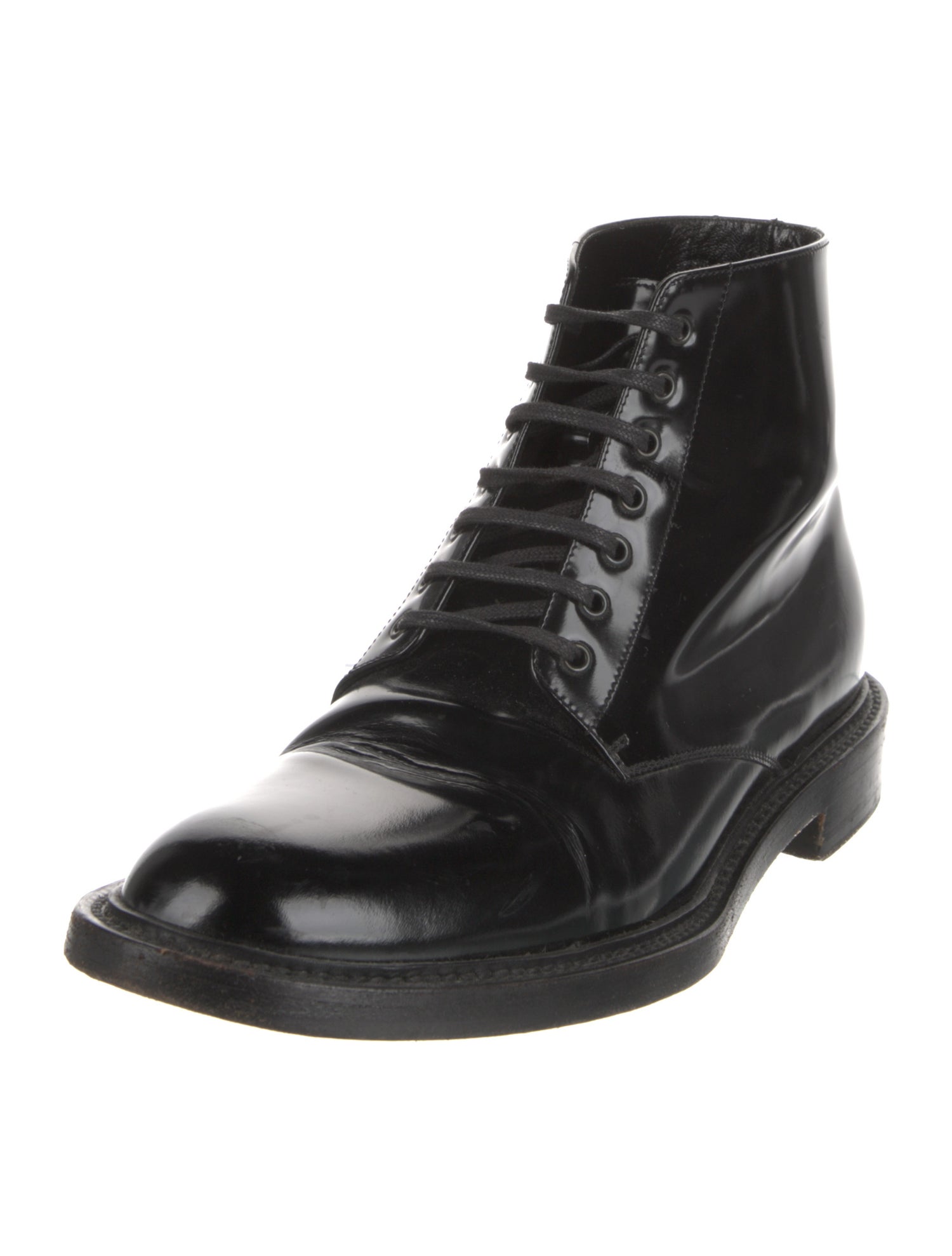 Saint Laurent Leather Lace-Up Boots