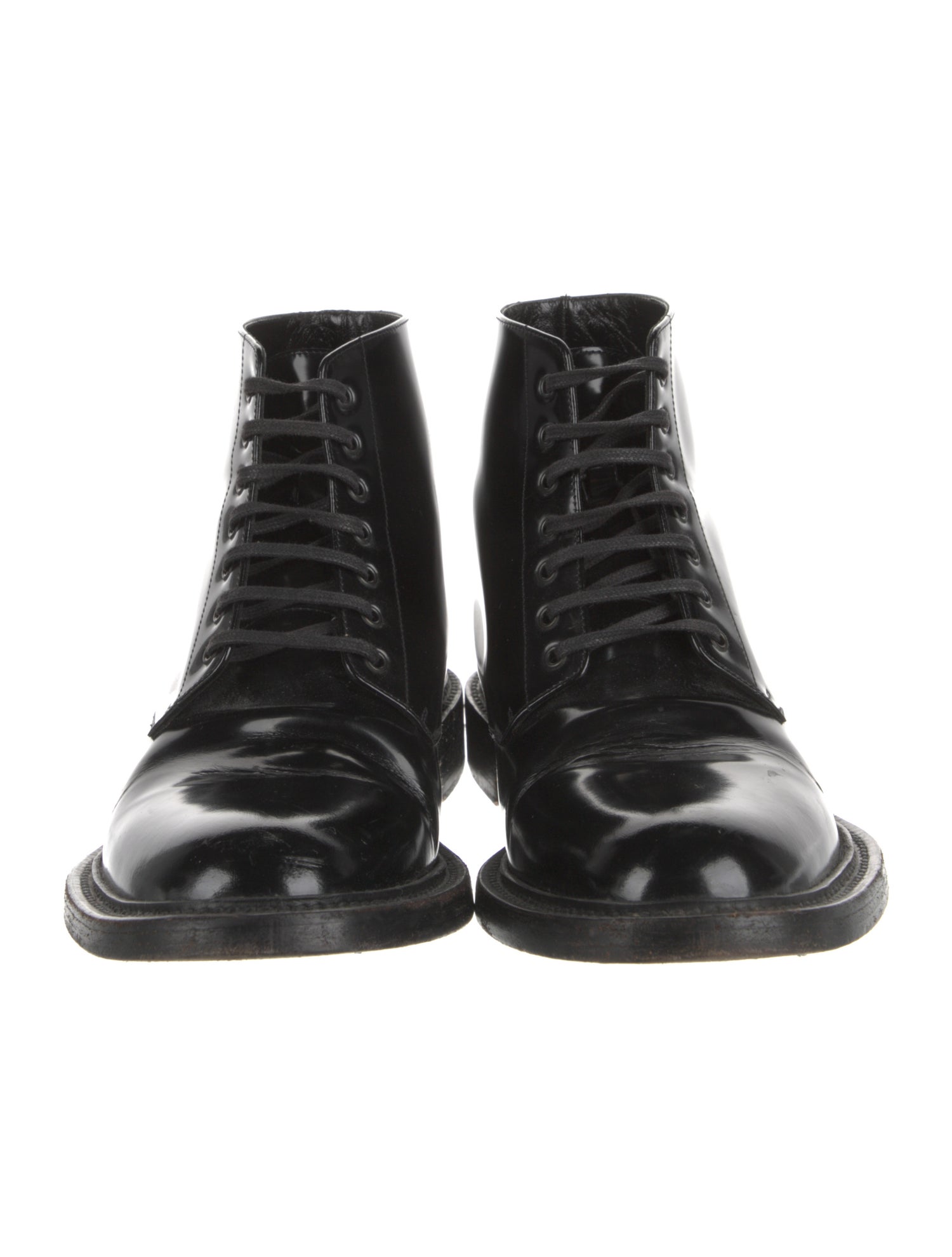 Saint Laurent Leather Lace-Up Boots