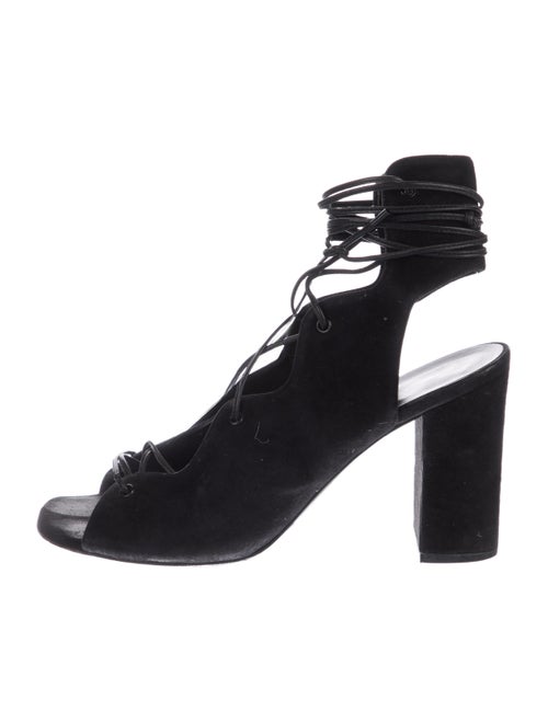 Saint Laurent Suede Leather Trim Embellishment T-Strap Pumps