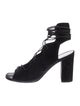 Saint Laurent Suede Leather Trim Embellishment T-Strap Pumps