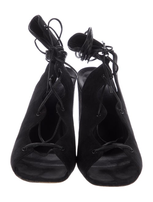 Saint Laurent Suede Leather Trim Embellishment T-Strap Pumps