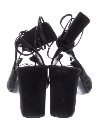 Saint Laurent Suede Leather Trim Embellishment T-Strap Pumps