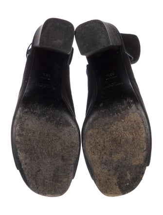 Saint Laurent Suede Leather Trim Embellishment T-Strap Pumps