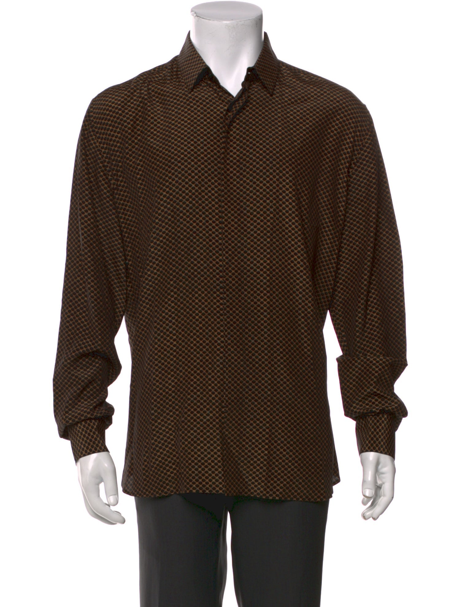 Saint Laurent Polka Dot Print Long Sleeve Dress Shirt