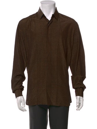 Saint Laurent Polka Dot Print Long Sleeve Dress Shirt