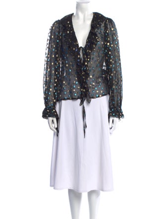Saint Laurent Silk Polka Dot Print Blouse