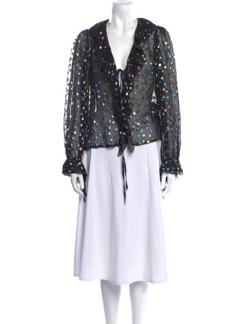 Saint Laurent Silk Polka Dot Print Blouse