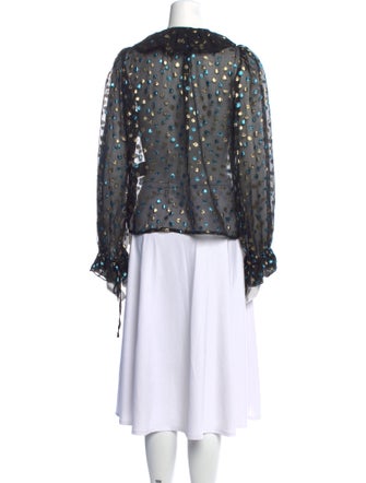 Saint Laurent Silk Polka Dot Print Blouse