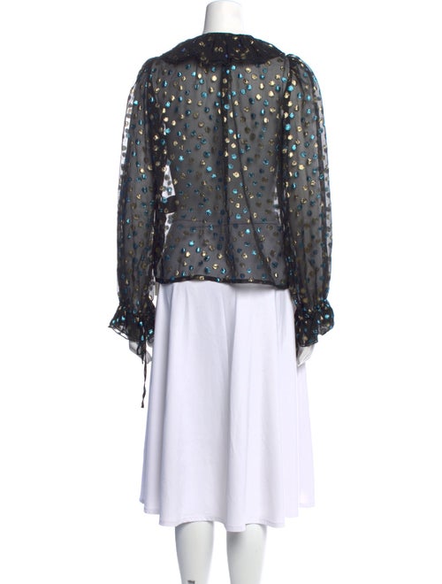 Saint Laurent Silk Polka Dot Print Blouse