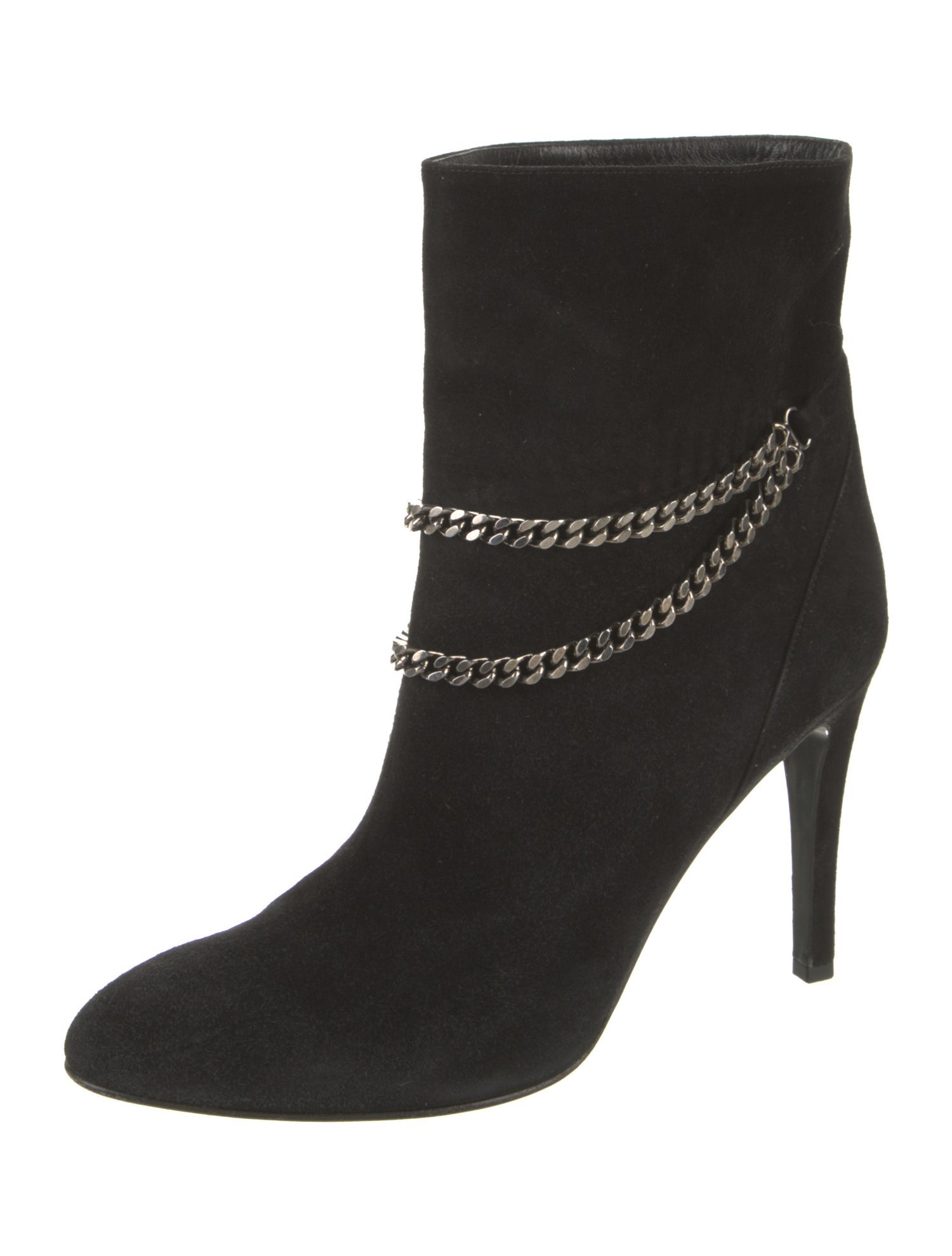Saint Laurent Suede Chain-Link Accents Boots