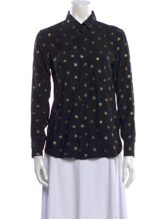 Saint Laurent Silk Printed Button-Up Top