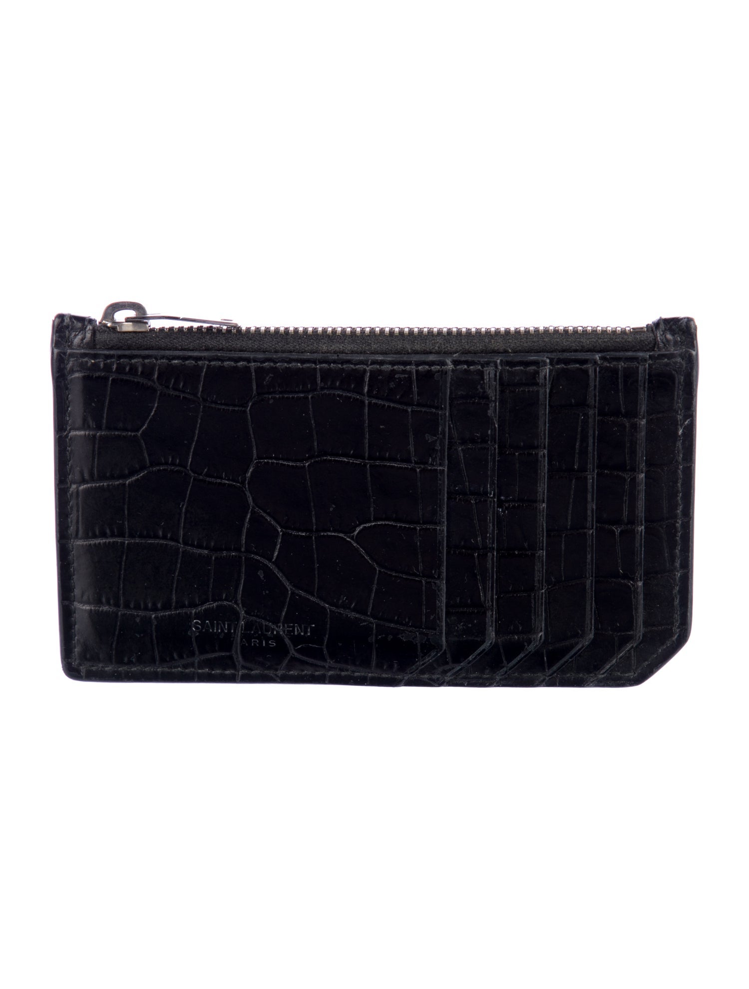 Saint Laurent Embossed Leather Animal Print Card Holder
