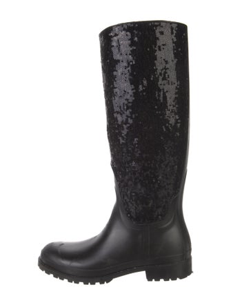 Saint Laurent Rubber Sequin Embellishments Rain Boots