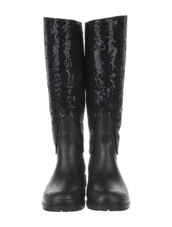 Saint Laurent Rubber Sequin Embellishments Rain Boots