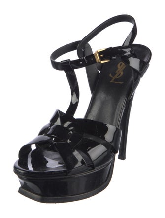 Saint Laurent Patent Leather T-Strap Sandals