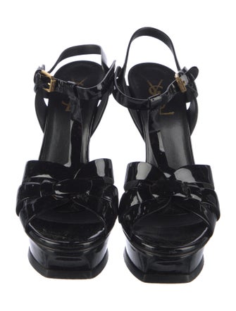Saint Laurent Patent Leather T-Strap Sandals