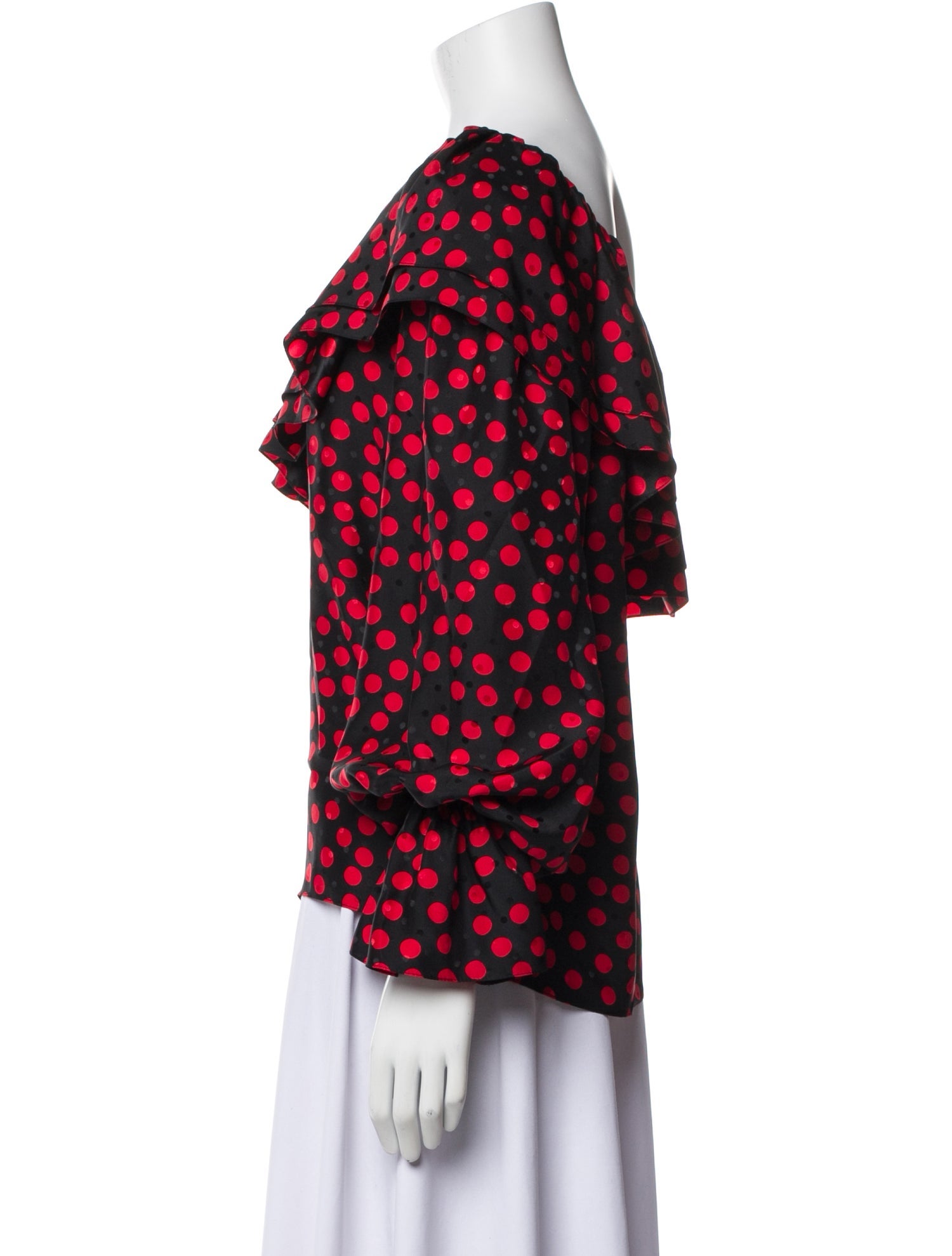 Saint Laurent Silk Polka Dot Print Blouse