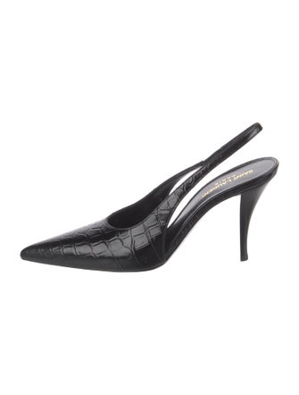 Saint Laurent Embossed Leather Slingback Pumps