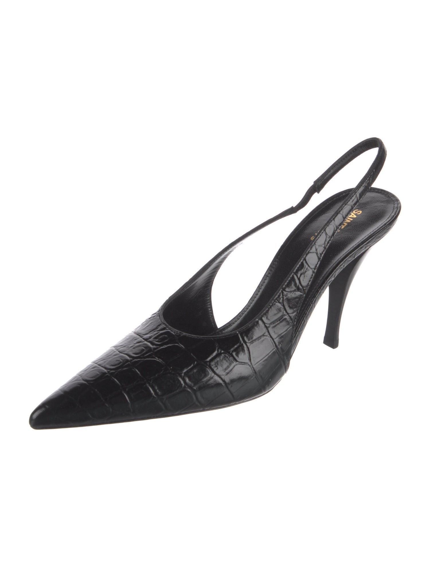 Saint Laurent Embossed Leather Slingback Pumps