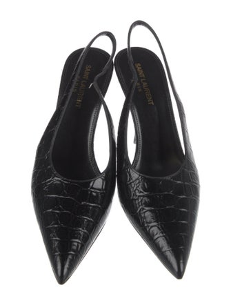 Saint Laurent Embossed Leather Slingback Pumps