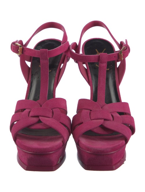 Saint Laurent Suede T-Strap Sandals