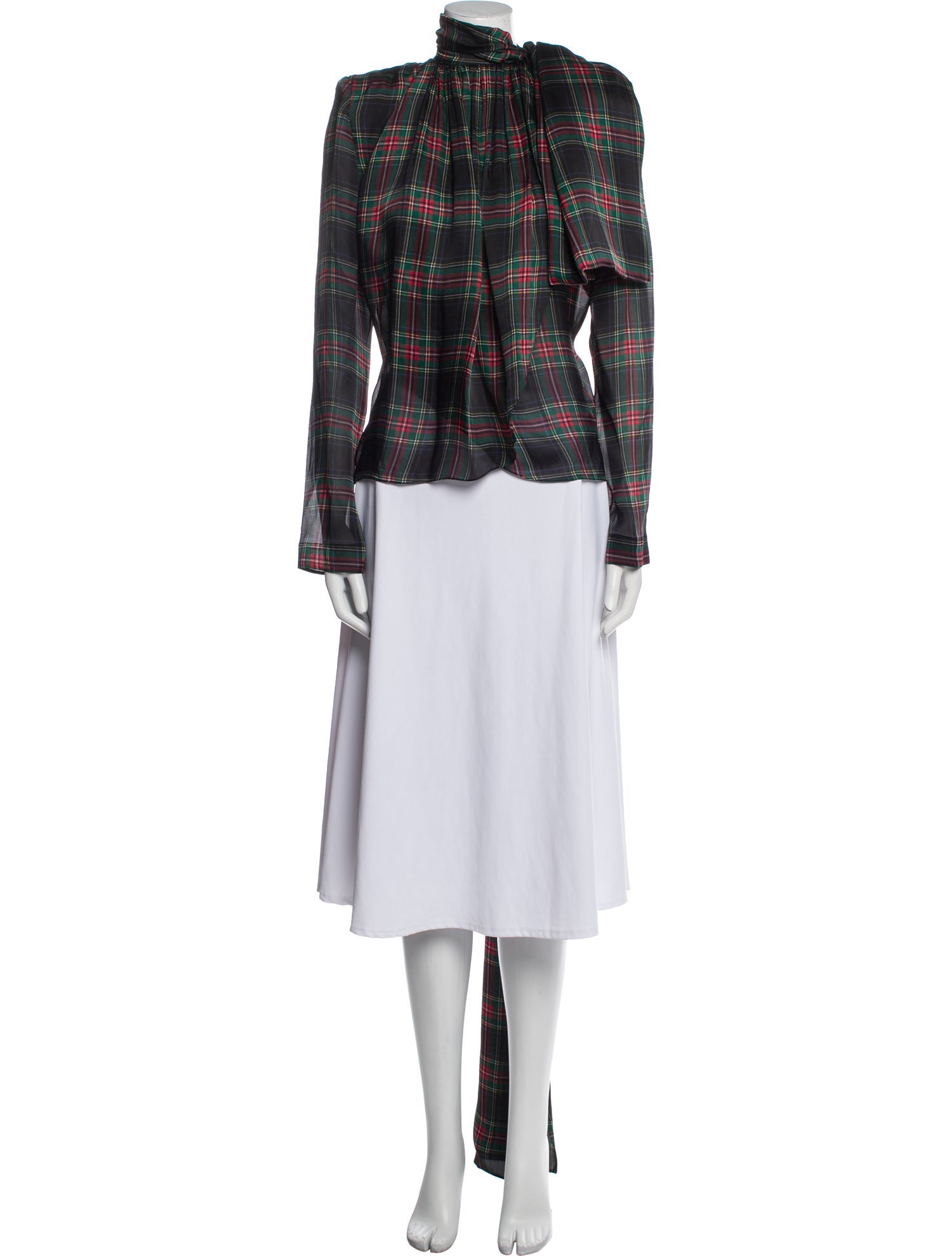 Saint Laurent Silk Plaid Print Tunic w/ Tags