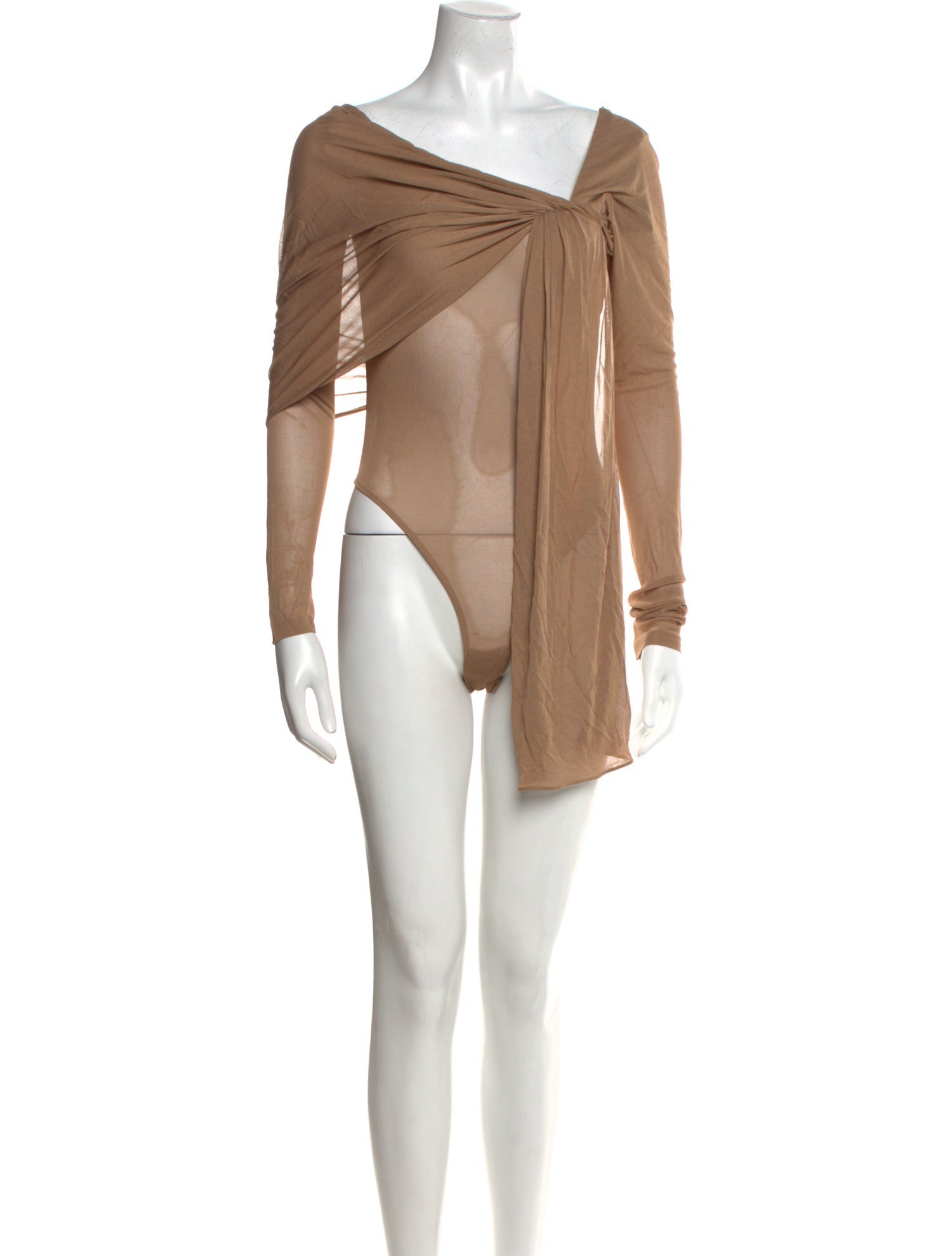 Saint Laurent Cowl Neck Long Sleeve Bodysuit