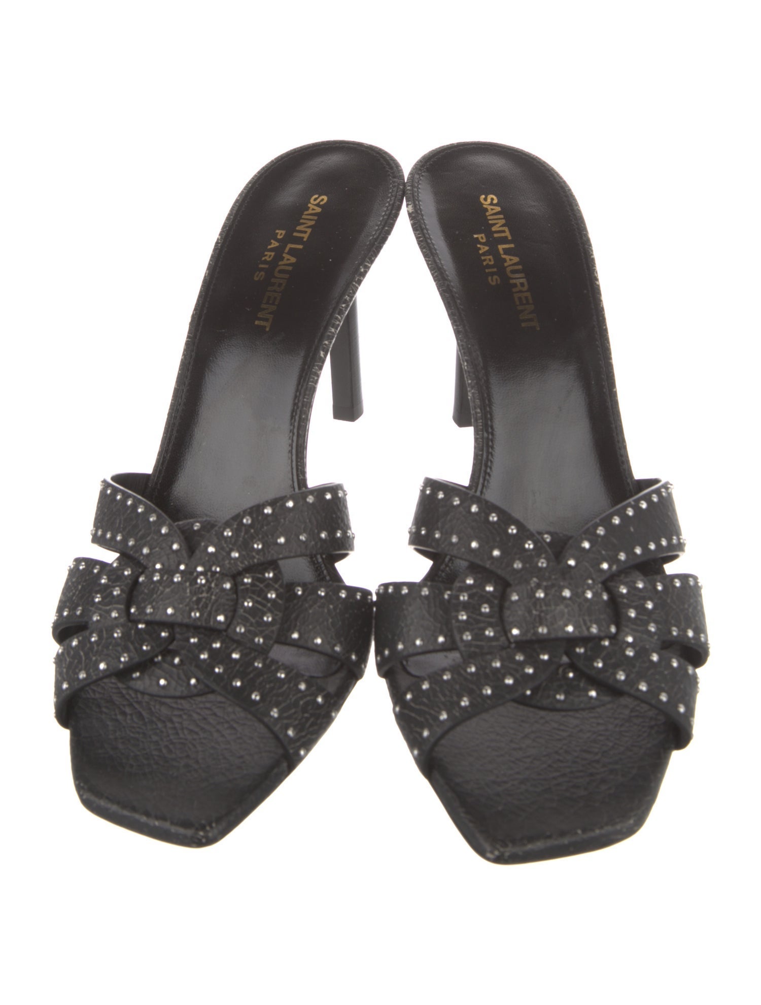 Saint Laurent Leather Studded Accents Slides