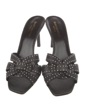 Saint Laurent Leather Studded Accents Slides