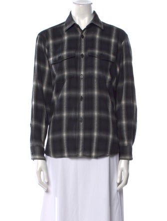 Saint Laurent 2015 Plaid Print Button-Up Top