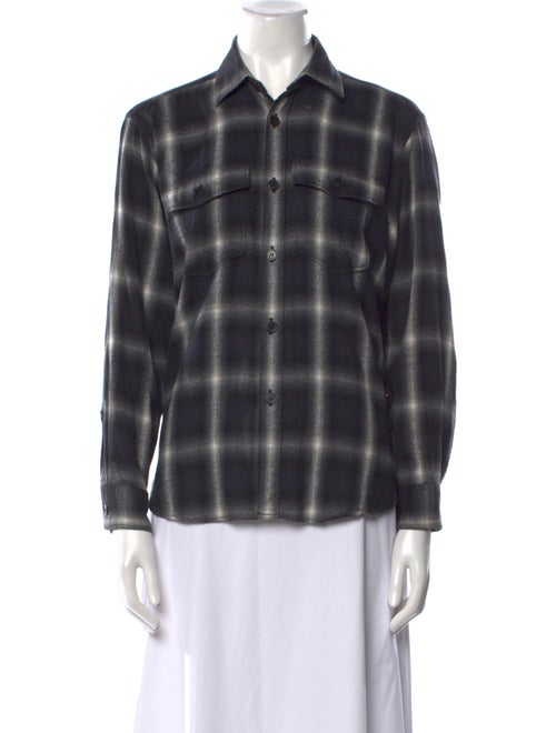 Saint Laurent 2015 Plaid Print Button-Up Top