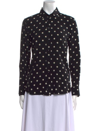 Saint Laurent Polka Dot Print Long Sleeve Button-Up Top