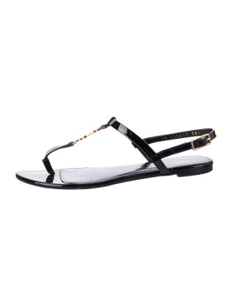 Saint Laurent Patent Leather T-Strap Sandals