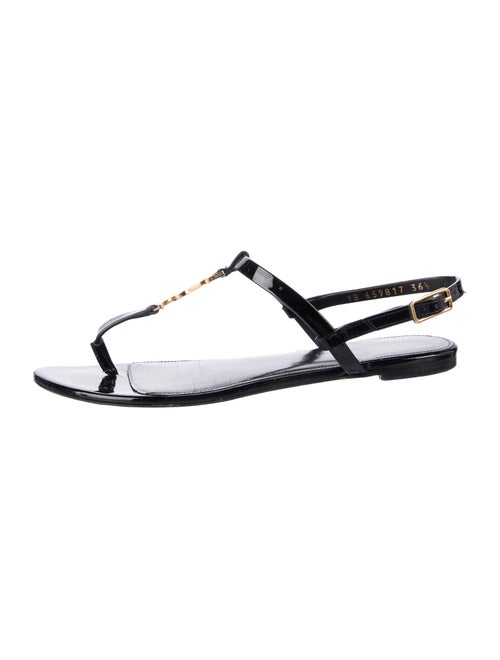 Saint Laurent Patent Leather T-Strap Sandals