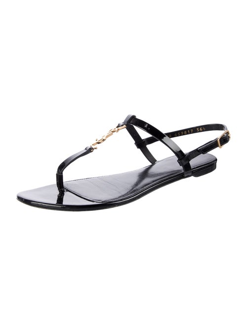 Saint Laurent Patent Leather T-Strap Sandals