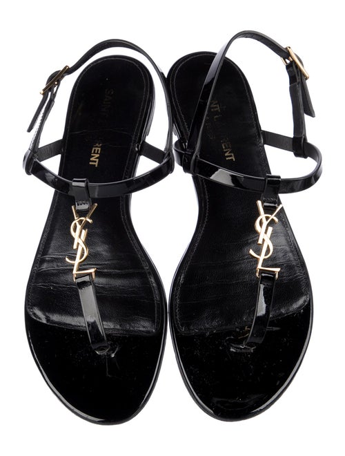 Saint Laurent Patent Leather T-Strap Sandals