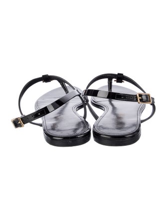 Saint Laurent Patent Leather T-Strap Sandals