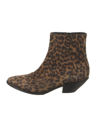 Saint Laurent Suede Animal Print Boots