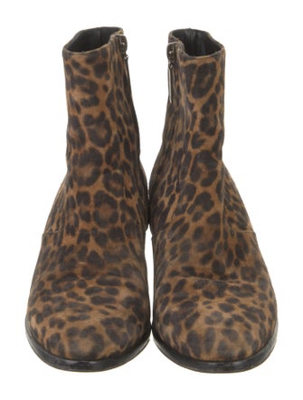 Saint Laurent Suede Animal Print Boots
