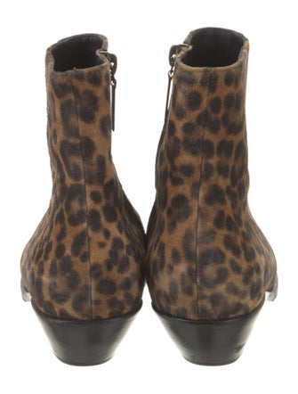Saint Laurent Suede Animal Print Boots