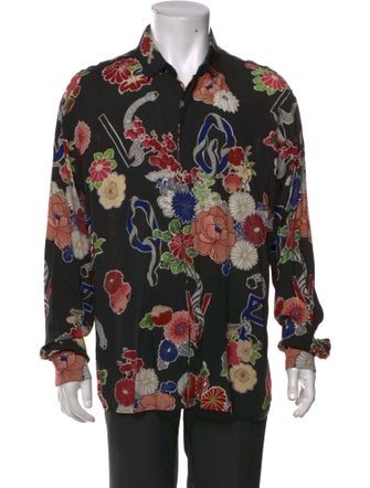Saint Laurent Floral Print Long Sleeve Shirt