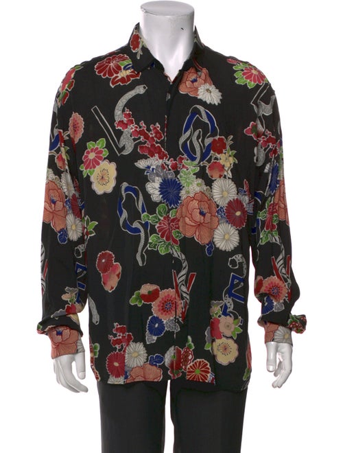 Saint Laurent Floral Print Long Sleeve Shirt